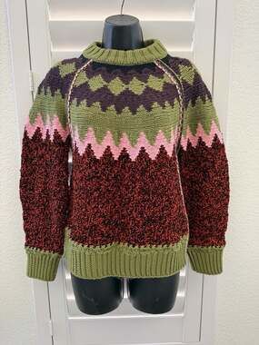 Missoni Zig Zag Multicolor Wool Blend Chunky Knit Sweater Size S